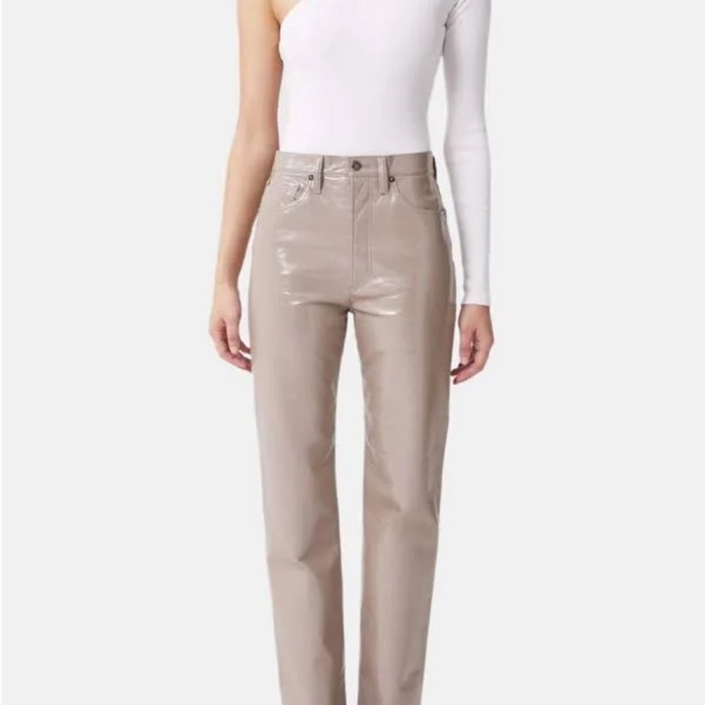 Agolde 90’s Pinch Waist Recycled Leather in Taupe (size 27)